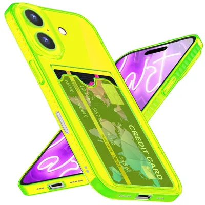 Immagine prodotto di Custodia in silicone per iPhone 16 della marca NALIA, con porta carte e colore vivace – modello CARDPOP (custodia antiurto) – prodotto a Berlino – colore: giallo