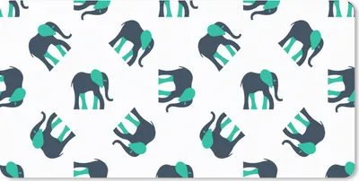 Produktbild von MuchoWow® Mauspad Mousepad Elefant - Muster - Grün 60x30 cm - Mousepads - Maus Mat - Pad - Mausunterlage - Nachhaltig
