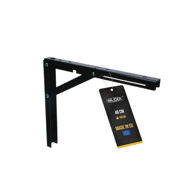 Produktbild von NAJDER Klappkonsole Regalträger 40cm, Regalwinkel, Konsole Regal-Halterung, Regalhalter, Klappregalhalterungen, Träger, Bodenträger Klappbar, Tragkraft 100kg, Schwarz (2 Stück)