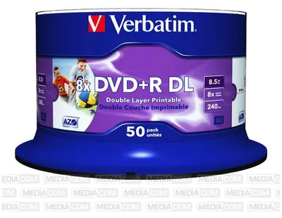 Obrázek produktu pro Verbatim 43703, DVD-R, 120 mm, Tisknutelné, Vřeteno, 50 kusů, 8,5 GB