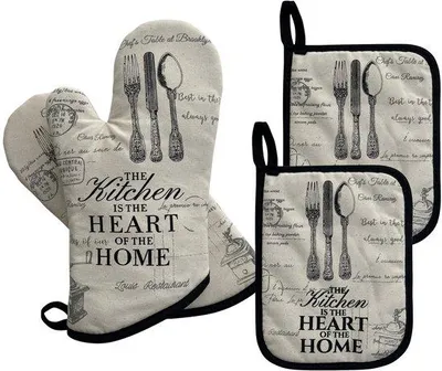 Produktbild von Famanu Ofenhandschuhe und Topflappen aus Baumwolle, hitzebeständig – 32 x 18 cm
