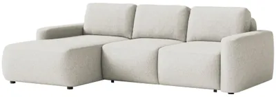 Produktbild von Selsey Carnos Mini – Ecksofa mit Schlaffunktion, Ottomane links, Chenille pflegeleicht, Creme