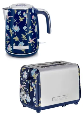 Produktbild von Laura Ashley Frühstücks-Set – Jug-Wasserkocher 1,7 l & 2-Schlitz-Toaster – Elveden Marine von VQ