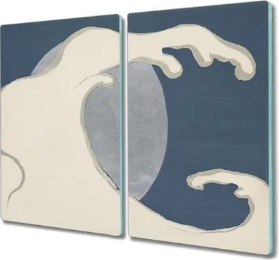 Produktbild von Coloray Hackbrett Kochplattenabdeckung Herdabdeckplatte 2x30x52 cm Schneidebrett Küchenbrett - Mond Nacht Meer Wellen