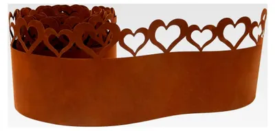 Produktbild von Metallrasenkante mit dekorativem Herzmotiv, Beeteinfassung in Rostoptik, 21x500 cm, zur Abgrenzung von Blumenbeeten, Gartenwegen, Bäumen und Kiesgärten, flexibel und kürzbar, wetterfest