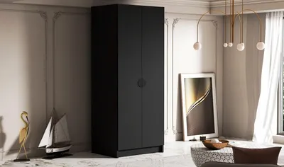 Obrázek produktu pro Šatní skříň 100 cm NOIRA - černá / černé úchyty
