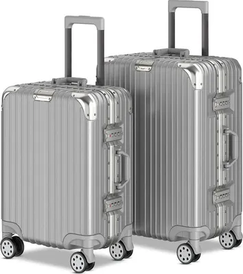 Produktbild von Voyagoux® - AEON Kofferset S/M - Koffer - TSA-Schloss - Mit Rollen - Silber - Aluminiumrahmen