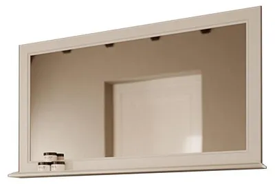 Image de Miroir mural 124 cm BOHO Blanc vieilli avec tablette - Miroir salle de bain ou entrée style bohème design