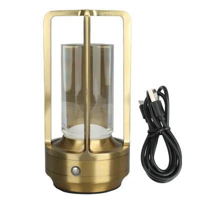 Immagine prodotto di Lampada da tavolo LED senza fili – 3 modalità di colore, regolazione continua dell'intensità luminosa, ricaricabile, comando touch, lampada da comodino, oro