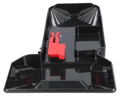 A black plastic drip tray with a red component, likely for a coffee machine.