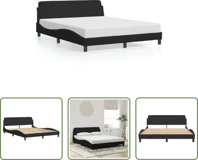 Produktbild von The Living Store Bettgestell mit Kopfteil Schwarz 160x200 cm Samt