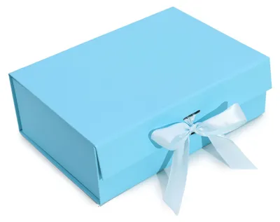 Productafbeelding van Opvouwbare cadeauverpakking met strik, 28,2 x 20,2 x 9,2 cm - Babyblauw