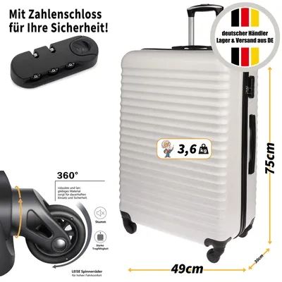 Produktbild von Großer XL Koffer Herren Damen Volumen 117 Liter Reisekoffer Hartschalenkoffer Reisen Zahlenschloss Schwarz