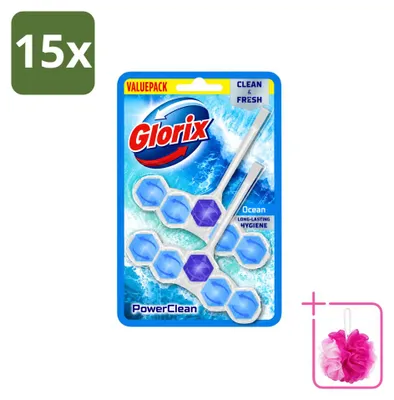 Produktbild von 15 x Glorix Power Clean Toiletblock Ocean - Sparpackung - 15 Stücke