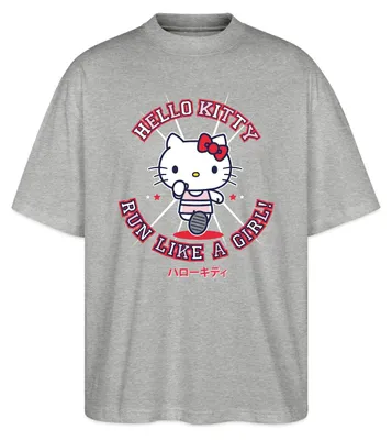 Produktbild von Spreadshirt Hello Kitty Run Like A Girl Sport Oversize Uni T-Shirt, M, Grau meliert