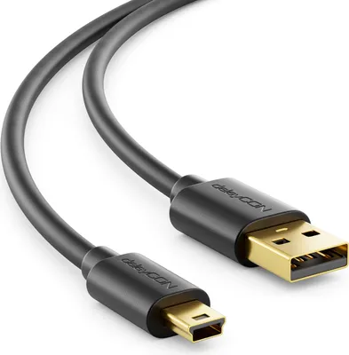 Produktbild von deleyCON 2m Mini USB 2.0 High Speed Kabel - Ladekabel Datenkabel für Handys Smartphones Tablets Navis Mikrofon - USB A-Stecker zu Mini B-Stecker - Schwarz