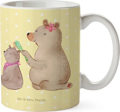 Produktbild von Mr. & Mrs. Panda Kinderbecher Bär Kind - Gelb Pastell - Geschenk, Mama, Camping Tasse, Muttertag, Familie, Plastikbecher, Haferl, Mehrwegbecher, Kindertasse, Pott