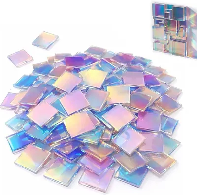 Produktbild von Omgoods – 100 Stück Regenbogen-Holographische Acryl-Mosaiksteine, 2x2 cm