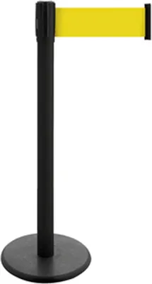 Produktbild von Gurt-Absperrpfosten GLA 29 schwarz, Kunststoff, 1000 mm Höhe, Gurt 2,3 m gelb