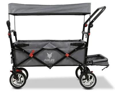 Obrázek produktu pro FUXLIFE by FUXTEC Skladací vozík FX-CT800 Komfort – šedý | Přepravní vozík se sluneční stříškou |  Prodloužení vnitřního prostoru – šedé