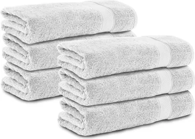Produktbild von Komfortec 6er Handtücher 50x100 cm Set aus 100% Baumwolle, 470g/m², Frottee, Weich, Weiß