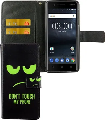Produktbild von Handyhülle Tasche für Handy Nokia 3.1 2018 Dont Touch My Phone Grün