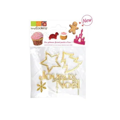 Image de 4 décorations dorées pour les gâteaux de Noël
