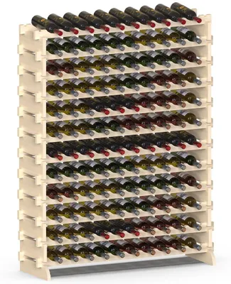 Obrázek produktu pro Dřevěný regál na víno s 120 přihrádkami pro lahve, rozměry 110 x 35 x 140 cm