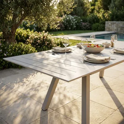 Immagine prodotto di Milani Home - tavolo da giardino allungabile, alluminio, 10 posti, tortora, piano 200/300 x 110 cm