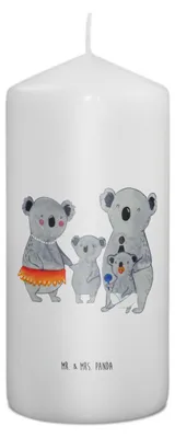 Produktbild von Mr. & Mrs. Panda Kerze Koala Familie 15 x 7 cm - Weiß - Geschenk, Muttertag, Koalas, Bedruckte, Erinnerungslicht, Mama, Blockkerze, Family, Erinnerungskerze, Stumpenkerze