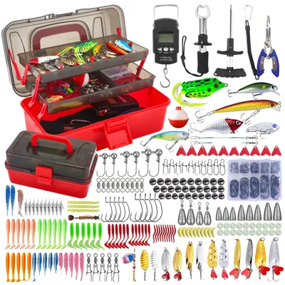 Image de Kit d'appâts pour pêche, 270 pièces, boîte de pêche multicompartiments, MULTI