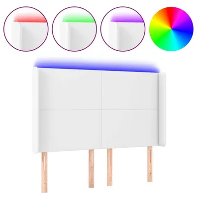 Produktbild von vidaXL LED Kopfteil Weiß 147x16x118/128 cm Kunstleder