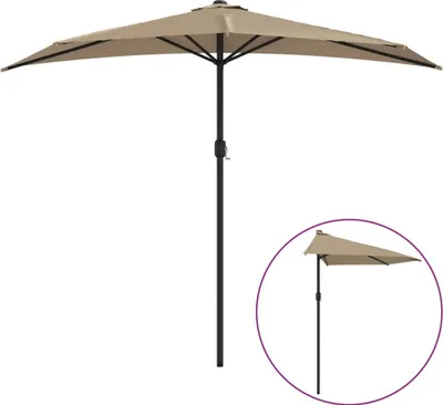 Produktbild von vidaXL Balkon-Sonnenschirm mit Alu-Mast Taupe 270x144 cm Halbrund