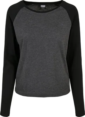 Produktbild von Urban Classics Langarmshirt Damen Ladies Contrast Raglan Longsleeve charcoal/schwarz 3XL