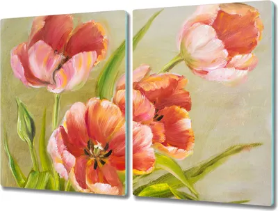 Produktbild von Coloray Hackbrett Herdabdeckplatte 2x40x52 cm Küchenbrett Kochplattenabdeckung Schneidebrett - Blumen Pflanzen Blätter