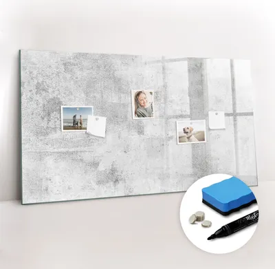 Produktbild von Magnetpinnwand Memoboard - Zubehörsatz - Schwarzer Marker + Schwamm + Magnete - 120 x 60 cm - Betonmauer