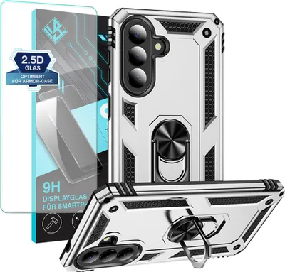 Produktbild von Armor Outdoor Handyhülle für Samsung Galaxy A37 5G Handy Panzer Case Schutzhülle mit 9H Displayglas Displayschutz Farbe: Silber