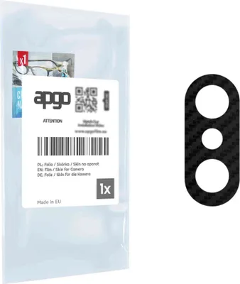 Produktbild von apgo Objektivschutz-Folie, Kameraschutz kompatibel mit Kruger&Matz Flow 7, Carbon-Imitation, Rückseite Schutzfolie für Kamera-Insel, Hinten Folie, kratzfest, schwarz