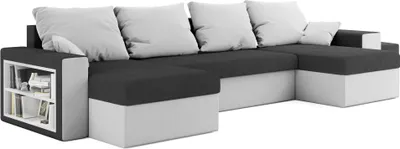Produktbild von Roe Furniture | Ecksofa BOSTON 327 cm - Grau und Weiß - mit Schlaffunktion und Stauraum - elegantes Design - Schlafsofa - Sofabett - Couch