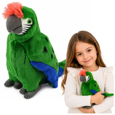 Obrázok produktu pre Plyšový papagáj papagáj ara exotický vtáčik maskot plyšová hračka zelená 24 cm