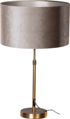 Zdjęcie produktu dla QAZQA – nowoczesna lampa stołowa I lampa stołowa I lampa I oprawa oświetleniowa w kolorze brązu z abażurem z aksamitu w kolorze taupe 35 cm – salon I sypialnia – stalowa podłużna I okrągła – przystosowana do żarówek LED E27