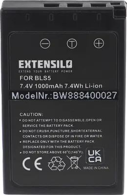Produktbild von EXTENSILO Akku kompatibel mit Olympus OM-D E-M10 II, E-M10 Mark II, E-M10 Mark III S, E-M10 Mark III, E-M10 Kamera (1000 mAh, 7,4 V, Li-Ion), Infochip