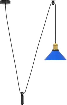 Imagen del producto de Lámpara colgante con regulador de altura, casquillo E27, color azul oscuro brillante, marca Lumarko