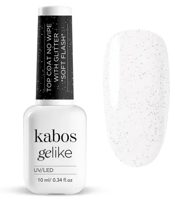 Zdjęcie produktu dla Kabos Gelike brokatowa warstwa wierzchnia No Wipe Soft Flash 10 ml | Przezroczysta