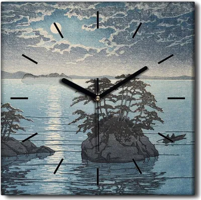 Produktbild von Coloray Uhr auf Leinwand 30x30 cm Wand Uhr Dekoration Wohnzimmer Segeltuch schwarze Hände -Inselseelandschaft.