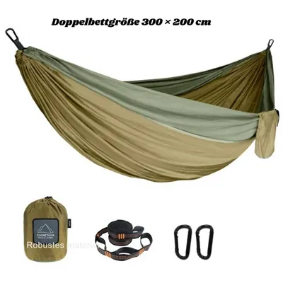 Zdjęcie produktu dla Hamak kempingowy z nylonu spadochronowego, 300 x 200 cm, lekki, przenośny, dla dwóch osób, wygodny