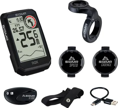 Produktbild von Sigma Rox 4.0 Endurance Sensor Set 01070 / 01071 GPS 41 Stunden Akkulaufzeit Fahrradcomputer Navi Fahrradtacho Höhenmessung Komoot Trittfrequenz : schwarz