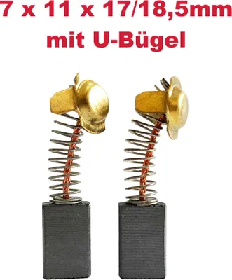 Two carbon brushes with springs and holders, presented against a white background.