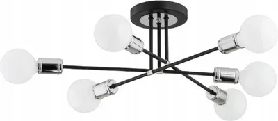 Obrázok produktu pre Stropné svietidlo TOLEDO čierno-chromované 6xE27x15W kov rozmery: 22x57x57 cm IP20 Alfa
