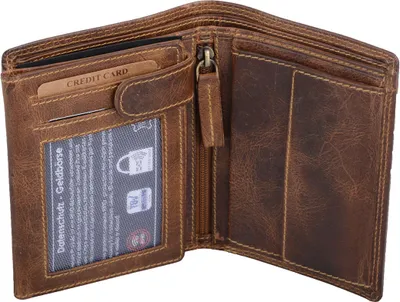 Produktbild von Herrenbörse Herren Geldbörse Leder Brieftasche Kombibörse , braun